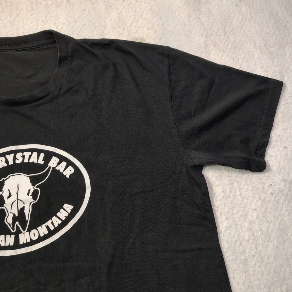 Crystal Bar Bozeman Montana T-Shirt Mens Size XL Black Cow Skull Logo‎ - Picture 6 of 10